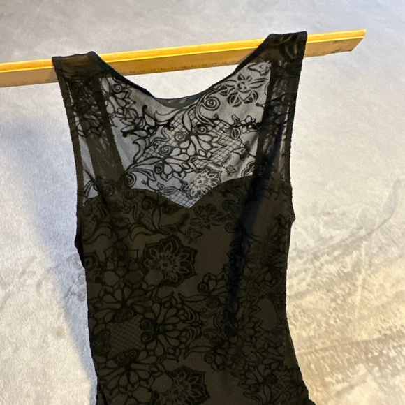 Black Velvet Sheer Bodysuit Tank Medium Fourteenth Place Whimsigoth Fairy Grunge - Picture 8 of 10